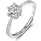 JeweBella Ring Silber 925 Damen Verlobungsring Verstellbarer Glänzend Cubic Zirkonia Silberringe Eheringe Engagement Promise Ringe Fingerring Trauringe Antragsring Ringe Frauen Schmuck