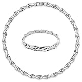 SoulCats® traumhaftes Set Edelstahl Collier und Armband Silber matt glänzend