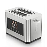 STARLYF Smart Toaster, 2 Scheiben mit LED-Touchscreen, extra breite Schlitze, 6 Stufen, Aufwärm-/Auftau-/Stopp-Funktion, Edelstahl