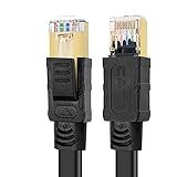 Cat8 Ethernet-Kabel, 1,8 m, 40 Gbit/s, 2000 MHz, strapazierfähig, Hochgeschwindigkeit, 26 AWG, ComputerlAN-Netzwerk-Patchkabel mit vergoldetem RJ45-Stecker, wetterfest, S/FTP, UV-beständig, für