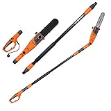COSTWAY Hochentaster, 212-286 cm, 11 m/s, 750W, Mehrwinkel, Kettensäge Elektrostangensäge, Teleskop Astsäge mit verstellbaren Sägekopf, Aluminium, Motorsäge Profi, für Hof Garten, Orange