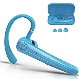 Bluetooth Headset V5.4 Wireless Freisprech Telefon mit CVC 8.0 und ENC Dual Mikrofon, Bluetooth Ohrhörer kabellos mit 25h Sprechzeit, 120h Standby Headset Handy für Autofahren Büro Business, Blau