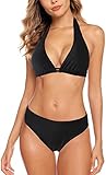 Aidotop Damen Bikini Set Triangel Badeanzug Strand Ties Zweiteiliger Bademode Bikinihose（20Black，L）