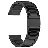 Fullmosa Edelstahlarmband für Uhr,Metall Uhrenarmbänder mit Schnellverschluss geeignet für Damen&Herren, 22mm Schwarz