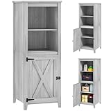 Outsunny Gartenschrank Holz, wetterfest 60x60x160cm Gerätehaus, Geräteschuppen mit höhenverstellbar Ablagen, Tür, Abschließbar Gartenschuppen, Geräteschrank für Hinterhof, Garten, Terrasse, Hellgrau