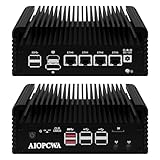 AIOPCWA Core i3 N305 Firewall Mini PC Octa Core, 4 x 2.5 GBE i226V LAN Fanless Router Computer, DDR5 32 GB RAM 512 GB NVMe SSD, Micro Firewall Appliance, Support Windows OPNsense, TF Card Slot