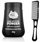 The Shave Factory Hair Styling Powder Mattifying and Volumizing Powder, mit für alle Anwendungsbereiche geeigneten Kammtypen, Haarkamm und Puderwachs (Comb 050 & Styling Powder)