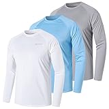 ZENGVEE 3er Pack UV Shirt Herren Rashguard UPF 50+ UV Schutz Shirt Schwimmshirt Herren Lässig Sonnenschutz Sport Tshirt Männer Atmungsaktiv für Wasser Surfen Schwimmen (0618-White Blue Gray-L)