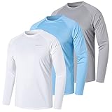 ZENGVEE 3er Pack UV Shirt Herren Rashguard UPF 50+ UV Schutz Shirt Schwimmshirt Herren Lässig Sonnenschutz Sport Tshirt Männer Atmungsaktiv für Wasser Surfen Schwimmen (0618-White Blue Gray-L)