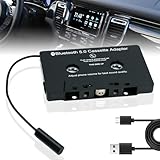 Kassetten Adapter für Autoradio, Auto empfänger Bluetooth 5.0 Audio Kassette zu AUX Smartphone, CD-Player, KFZ-Kassettenadapter, Auto-Audio-Kassette auf AUX-Adapter, für Auto, Telefon(Schwarz)