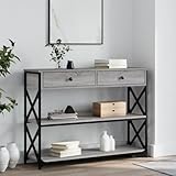 QJBSAVVA Konsolentisch Grau Sonoma 100x28x75 cm Holzwerkstoff mit Metallrahmen Stilvoller Beistelltisch für Flur Wohnzimmer und Eingangsbereich