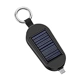 Jomewory Solarladegerät, Schlüsselanhänger Ladegerät, Solarbetriebene Bank mit Typ C, Tragbare Solarladegerät mit kabelloser Uhraufladung, 3000mAh Reise Powerbank