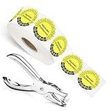 1000 Stück Nächster Prüftermin Prüfplaketten 1 Lochzange Prüfplakettenzange Rundloch 3MM Satz 2026-2031 GelbSelbstklebend Prüfaufkleber Lochzange für Prüfplaketten Elektro