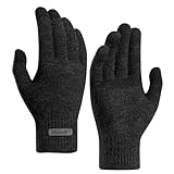 Milduall Strickhandschuhe Touchscreen, Fingerhandschuhe Winterhandschuhe Handschuhe Fäustlinge | Rutschfest und Verdickt | Ideal für Damen Herren Radfahren Outdoor, Hellschwarz