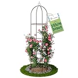 TTL Garden Obelisk Rankhilfe XL 195x40cm braun - Rosen Rankgitter Metall rostfrei für Kletterpflanzen Rosen Clematis - pulverbeschichteter Stahl 195 cm hoch 40cm Ø Rankturm für Tomaten Gurken