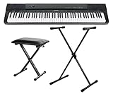 McGrey BS-88 Keyboard Set - Einsteiger-Keyboard in Stagepiano-Optik mit 88 Tasten - 146 Klänge - mit Sustain-Pedal - Spar-Set inklusive Ständer und Bank - schwarz