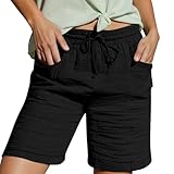 Reha Hose Damen geradem Bein, hohe Taille, Sport, lockere Shorts, lässige Modehose Sports Hose Damen 7/8 (Black, XXL)