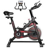 Heimtrainer Fahrrad, 10kg Schwungrad, Bis150kg Belastbar, Sitz & Widerstand Einstellbar, Mit Pulsmesser, LCD Display, Ipad Halter, Wasserflaschenhalter, Fitness Bikes Indoor für Zuhause