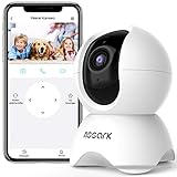 Assark 2.5K Überwachungskamera Innen 360 Grad Pan/Tilt 2.4G WLAN Haustierkamera, Bewegungserkennung und Nachtsicht, Zwei-Wege-Audio, Cloud & SD Karte Speicherung, 1920p,Nur Bewegung, (Weiss)