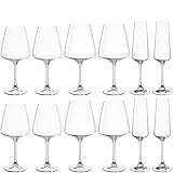 LEONARDO HOME Paladino Kelch-Glas Set, 12er Set, Weißwein-, Rotwein- und Sekt-Gläser, spülmaschinenfeste Kelch-Gläser, Sekt- und Weingläser-Set, 066313
