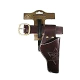 J.G. Schrödel Duell Cowboy Pistolengürtel mit 1 Holster, detailreicher Texas Sheriff Western Holster für Spielzeugpistole, Gürtellänge 55-90 cm, Lederimtat Dunkelbraun (750 0154)