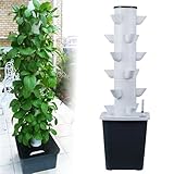 30 Pods Hydroponics Tower Garden Hydroponic Growing System Aeroponics Growing Kit für Kräuter, Obst und Gemüse mit Hydratationspumpe, Adapter, Netztöpfen, Timer für Kräuter, Obst und Gemüse 30holes