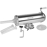 MONZANA® Wurstfüller Aluminium mit Tischklemme 3 Füllrohre Wurstfüllmaschine Manuell 2,5 kg Füllmenge Wurstpresse Silber