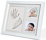 PewinGo Baby Handabdruck und Fußabdruck Set, Gipsabdruck Baby Hand und Fuß mit Echtholz Bilderrahmen- Perfekte Geschenkidee für Kleinkinder, Mütter und Väter, Erinnerungen für die Ewigkeit