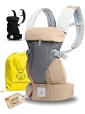 KIDDY KINGDOM Ergonomische Babytrage Neugeborene ab Geburt - 3 in 1 Multifunktionale Kindertrage von 0-36 Monaten - Baby Trage mit 3D SOFT MESH - Baumwolle - Baby Tragegurt Baby Tragetasche beige