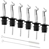 Flaschenausgießer mit Klappe, 8 Stück, Flaschenausgießer-Set mit 6 Weinausgießern, 2 Stile, Reinigungsbürste, Ausgießer, konischer Ölausgießer, Weinausgießer aus Edelstahl, Ausgießer für Ölc