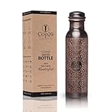 Cop29 handgefertigt graviert Premium Design reines Kupfer Tulpe antike Wasserflasche : Fugenfrei & Auslaufsicher -900ml/30oz