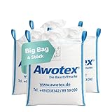 AWOTEX 4 Stück Big Bag beschichtet in 90 x 90 x 110 cm I Säcke mit 4 Hebeschlaufen I mit 1000kg Traglast I Baustellen-Zubehör I Säcke für Baustelle & Landwirtschaft