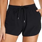 Badeshorts Damen Badehose Schnell Trocknendes Boardshorts mit Futter UV-Schutz Bikini Shorts mit Tasche Sommer Wassersport Schwimmshorts Sporthose Kurze Schwimm Shorts für Damen Schwimmunterteil