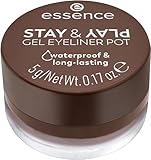 essence STAY & PLAY GEL EYELINER POT, Nr. 02, langanhaltend, hochpigmentiert, Wischfest, farbintensiv, matt, vegan, wasserfest, ohne Mikroplastikpartikel, Nanopartikel frei, 1er Pack (5g)