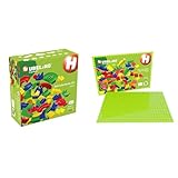 Hubelino 420473 55-teiliges Bahnelemente Set Kugelbahn & 420312 - Kugelbahn - Grundplatte 560 Noppen - ab 3 Jahre (100% kompatibel mit Duplo)