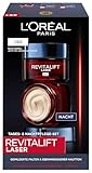 L'Oréal Paris Gesichtspflege Set, Anti-Aging Tagespflege und Nachtpflege mit 3-fach Wirkung, Mit Pro-Retinol, Hyaluron und Vitamin C, Revitalift Laser X3, 2 x 50 ml
