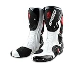Msport Professionelle Motorradstiefel für Rennstrecken, Motocross-Stiefel Rutschfest, atmungsaktiv, wasserdicht - Weiß 41 EU