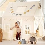 GANZKIND® Spielhaus Kinder Indoor mit 2 Eingängen & 5 Fenstern | Kinderzelt für Drinnen, Spielzelt, Kinderspielhaus | Mädchen & Jungen ab 3 Jahre