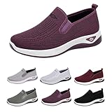 Freizeitschuhe Damen Sommer - Sommerschuhe Damen Bequem Slipper Einfarbiger Damenschuhe Atmungsaktive Joggingschuhe Modische Sportschuhe Komfortabler Turnschuhe Dicke Sohle Walkingschuhe