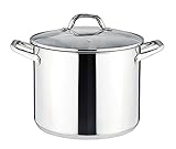 Linnuo Topf 10l mit Glasdeckel, Edelstahltopf, Griff nicht heiß | Topf Induktion geeignet, Stabiler Boden für alle Herdearten | Kochtopf groß, als Suppentopf Kartoffeltopf Nudeltopf | Cooking Pot