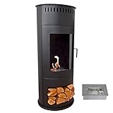 GLOW FIRE Ethanol Kaminofen Bergen (freistehender Standkamin) - Bioethanol Kamin mit TÜV-Zertifikat für Innenräume, 6 Stunden Brenndauer und 2 kW Heizleistung, 112,5x45 cm - Schwarz