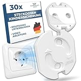 Hoffenbach 30x Steckdosen Kindersicherung – Steckdosensicherung mit Drehmechanik – Schutz für Babys & Kinder – Steckdosenschutz verhindert Unfälle & Stromschläge – Steckdose Kinderschutz – Weiß