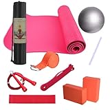 Etablierte Yoga für Anfänger, Yoga-Set für Anfänger, Übungsmatte mit Yoga-Ball, Fitnessgerät für Pilates, Bodenübungen, inklusive Widerstandsband