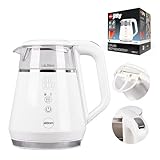 KABELLOSER ELEKTRISCHER WASSERKESSEL AUS GLAS C505B Eldom, 5 gespeicherte Programme, Fassungsvermögen 1 l, klein und elegant, Borosilikatglas, 360°-Sockel