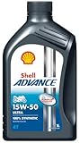 SHELL – Advance 4T 15 W50 Ultra Pure Plus Technology – Öl für Motor 100% Kunststoff – 1 Liter