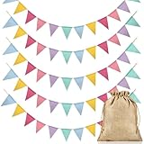 Alintor Wimpelkette Outdoor Wetterfest, 5 Stück Geburtstagsdeko, Girlande Geburtstag, für Regenbogen Deko, Luftschlangen, Matschküche, Spielhaus, Spielturm, Baumhaus, Festival Zubehör