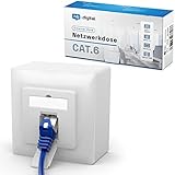 hb-digital 1x CAT 6 Netzwerkdose LAN Dose Universal Anschlussdose - 1x RJ45 Port - Aufputz/Unterputz Geschirmt EIA/TIA 568A&B 8P8C 1 Gigabit Ethernet Netzwerk – Signalweiß