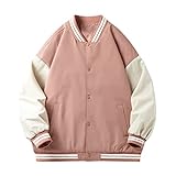 Generisch Schuhe Herren Boots Herren- Winter-beiläufige feste einfache Sport-Flieger-Jacken-Baseball-Kleidungs-Mantel Strickjacke Herren Sportlich (Pink, XXL)