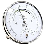 Fischer 122.01HT-01 - Wohnklima-Hygrometer u. Raum-Thermometer - 103mm Edelstahl-Luftfeuchtigkeitsmesser - Made in Germany