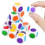 AOZUO 20 Stück Farbwürfel, 16 mm Farbpunktewürfel Bunt Farben Steckwürfel Grundschule Flüsterwürfel Würfelbrett Würfel Für Kleine Kinder Bunte Würfel Für Klassenzimmer Partyspiele Würfel